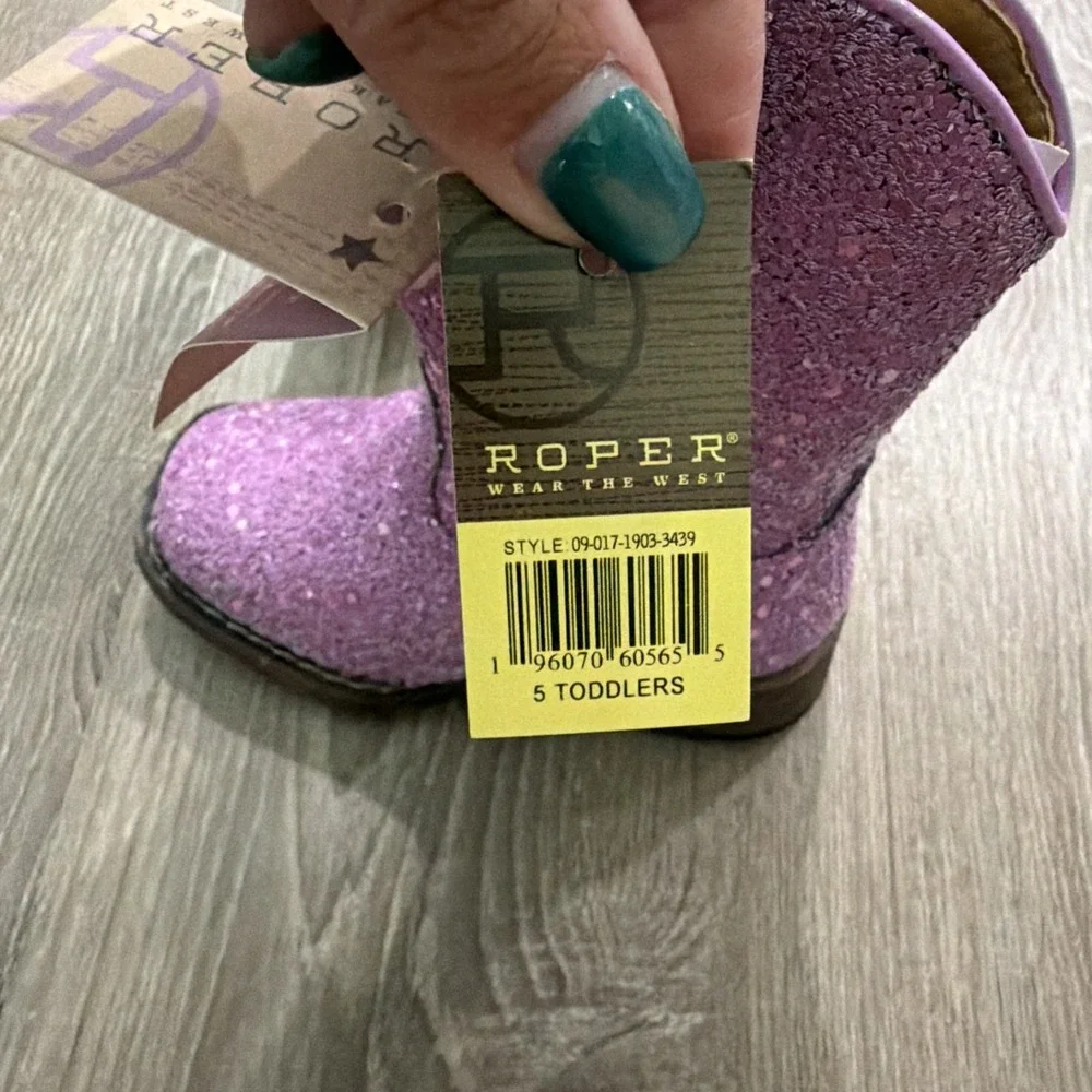 Roper Glitter Galore Square Toe Cowboy  Toddler Girls Purple Boots Size 5‎ NEW